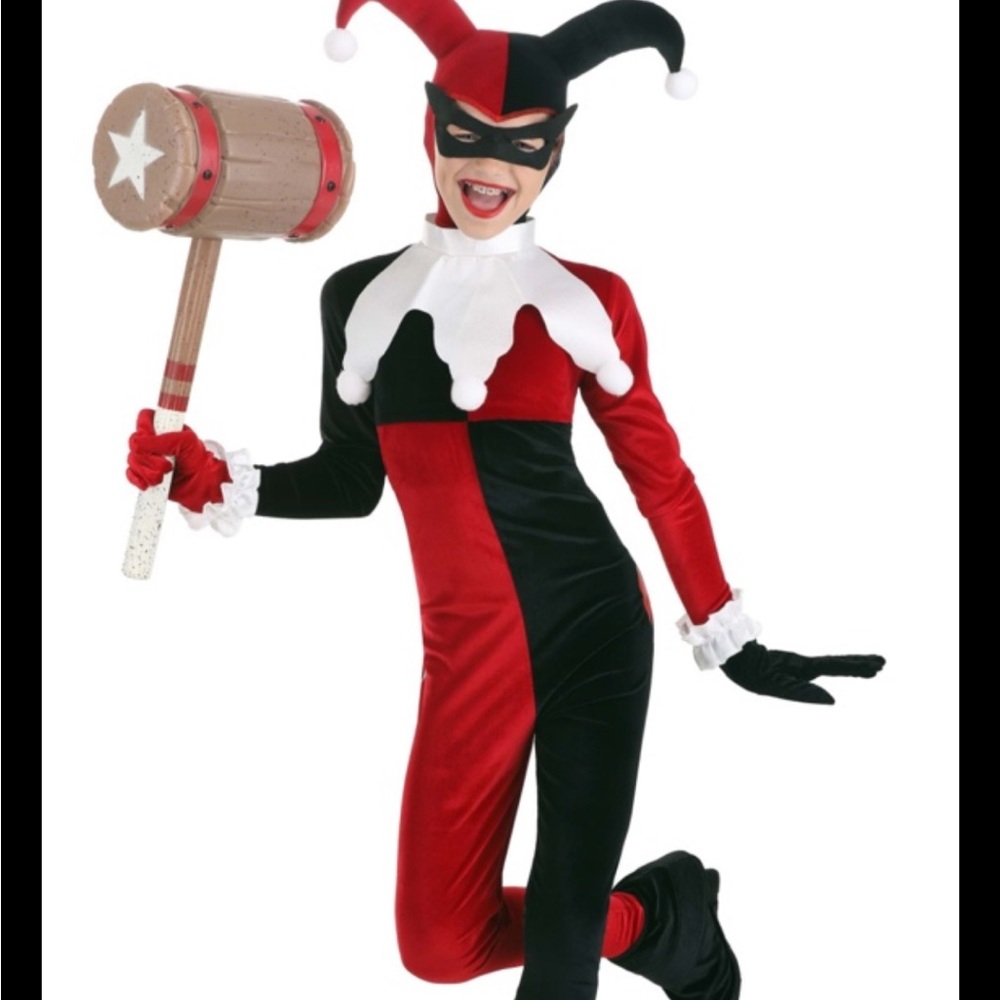 DC Super Heroes Harley Quinn Child Large Red Jumpsuit Halloween Costume